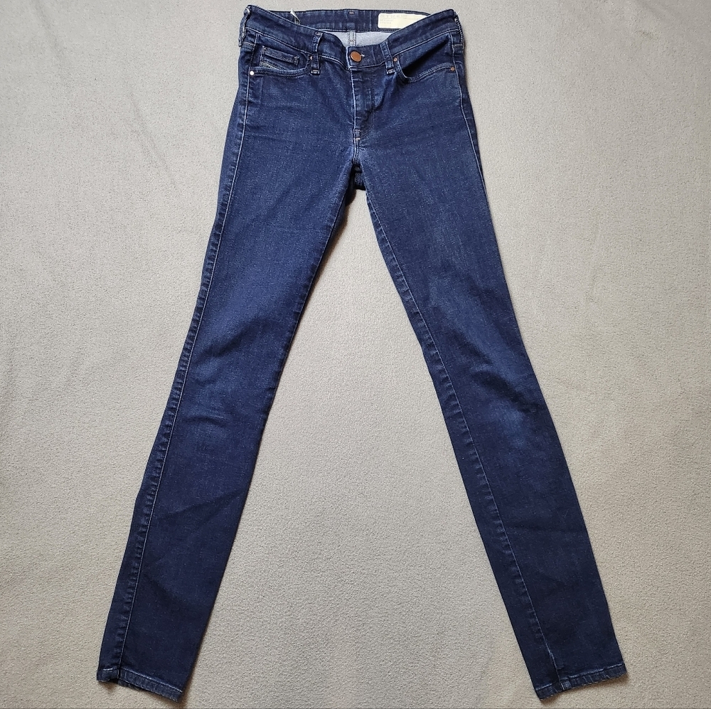 Diesel Doris Super Slim Skinny Regular Waist Washed Black Stretch 25 Italy